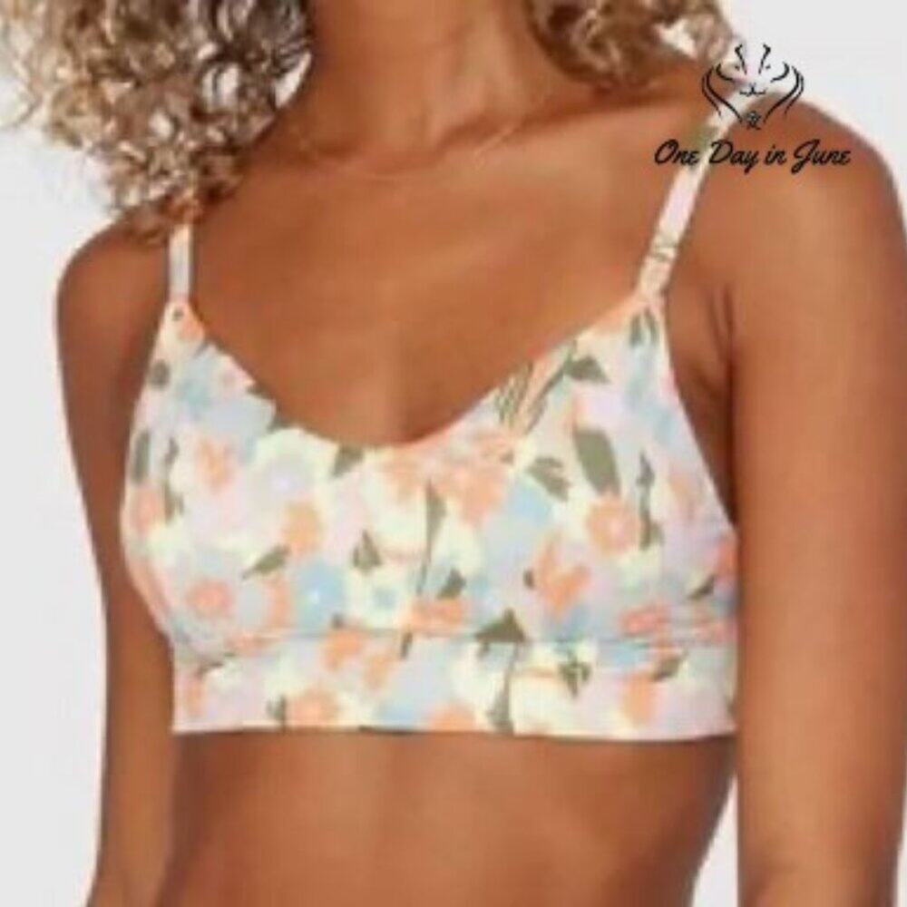 RVCA On The Road Bralette Bikini Top Floral Adjustable NWT $52 Size XS